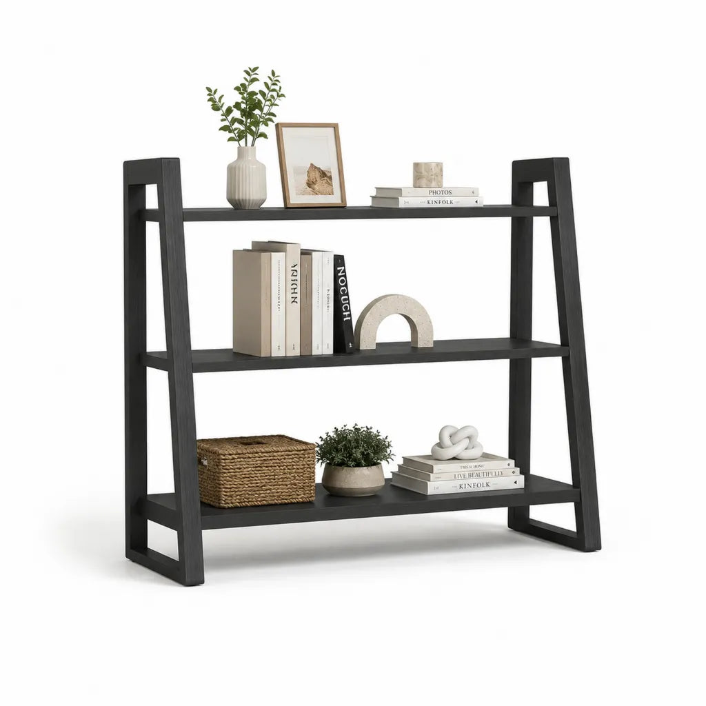 Bücherregal mit 3 Ablagen aus MDF in Schwarz 120 x 35 x 120 cm