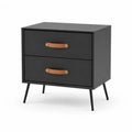 Nachttisch mit 2 Schubladen 60 x 40 x 60 cm MDF Stahl rechteckig Schwarz