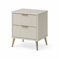 Nachttisch mit 2 Schubladen 45 x 40 x 55 cm aus MDF rechteckig Beige Goldfarben