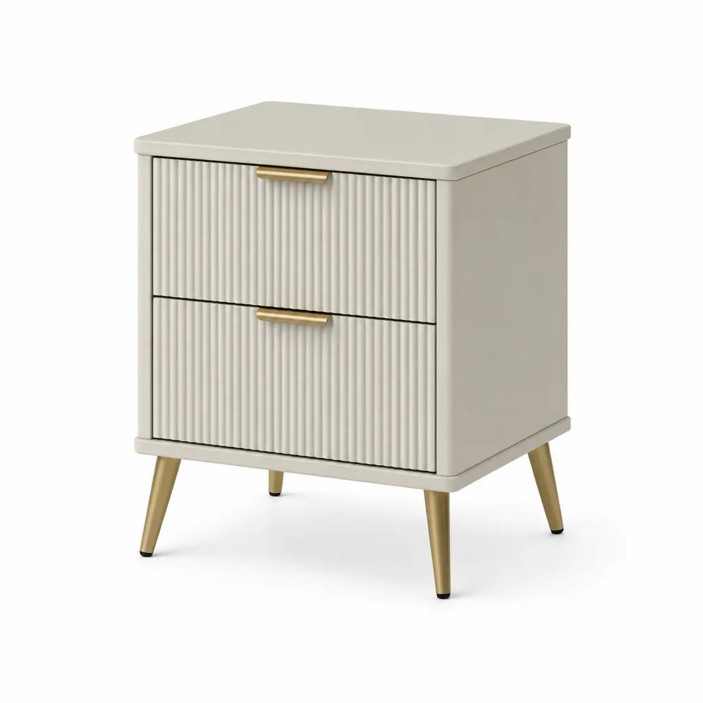 Nachttisch mit 2 Schubladen 45 x 40 x 55 cm aus MDF rechteckig Beige Goldfarben