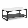 Couchtisch mit Ablage 100 x 50 x 45 cm MDF Stahl rechteckig Weiß Schwarz