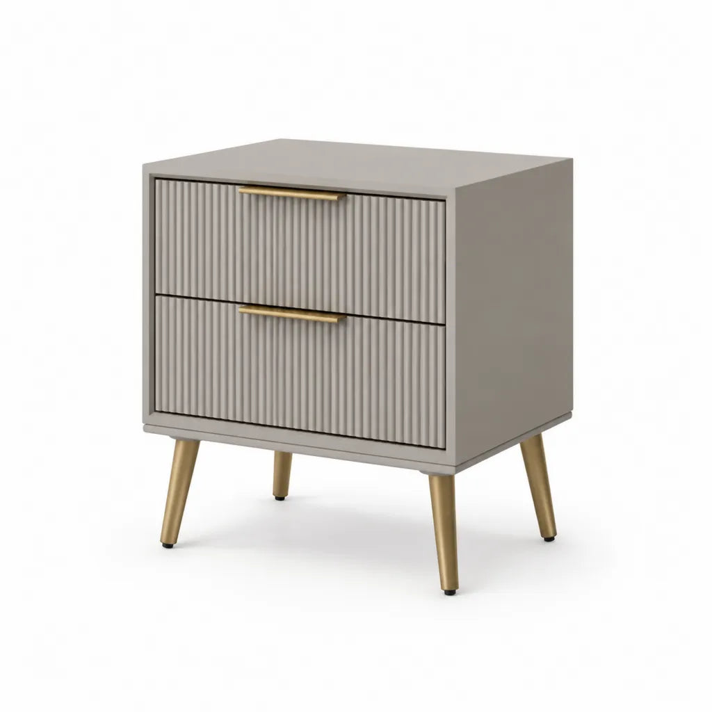 Nachttisch mit 2 Schubladen 50 x 40 x 55 cm MDF rechteckig grau goldfarben