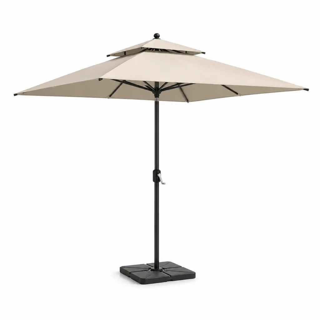 Sonnenschirm Set quadratisch 300 x 300 x 250 cm Polyester Stahl Beige