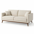 3-Sitzer Sofa mit Polyesterbezug Massivholzgestell rechteckig Creme 210 x 88 x 82 cm