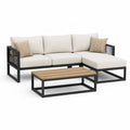 Gartenlounge Set Ecksofa mit Couchtisch 220 x 150 x 65 cm und 110 x 60 x 45 cm Stahl Polyester rechteckig Schwarz Creme