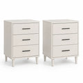 2er Set Nachttische mit 3 Schubladen MDF rechteckig Weiß 40 x 35 x 60 cm