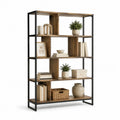 Bücherregal Standregal 80 x 30 x 180 cm aus Spanplatte und Stahl rechteckig in Braun Schwarz