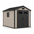 Kunststoff Gartenhaus mit Satteldach Doppeltür Fenstern 213 x 213 x 227 cm HDPE PP Beige Anthrazit