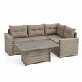 Polyrattan Lounge Set Ecksofa mit Couchtisch 195 x 195 cm Aluminium PE-Rattan Taupe