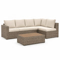 5-Sitzer Gartenlounge Ecksofa Set mit Couchtisch 220 x 160 x 85 cm PE-Rattan rechteckig Taupe Beige