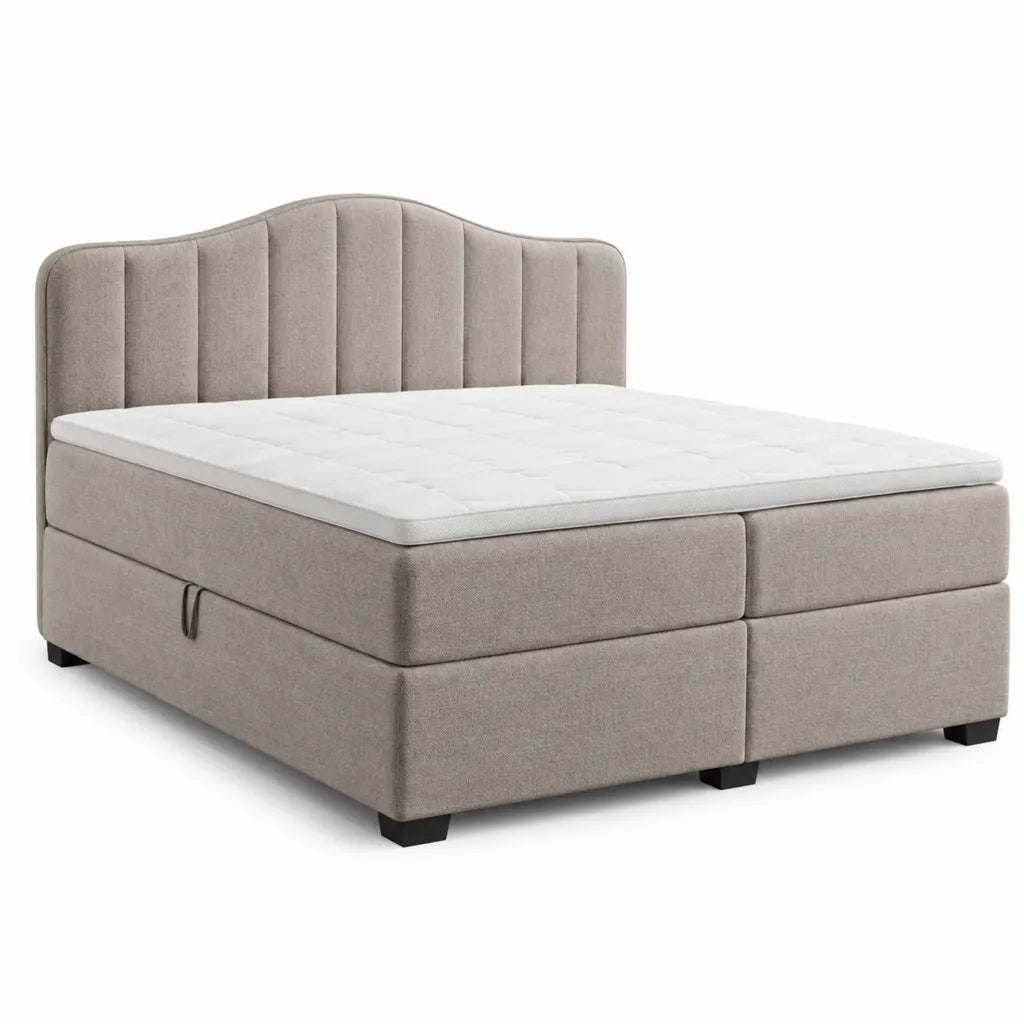 Boxspringbett 180 x 200 cm mit Bettkasten Polyester Taupe