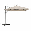 Ampelschirm mit Kurbel 300 x 300 cm Polyester Stahl quadratisch Beige