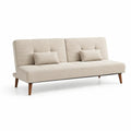 3-Sitzer Sofa mit 2 Rückenkissen 210 x 85 x 88 cm Polyester-Mikrofaser Rechteckig Beige