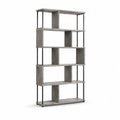 Bücherregal mit 5 offenen Fächern aus MDF und Stahl in Betonoptik Grau 80 x 30 x 180 cm