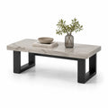 Couchtisch 120 x 60 x 45 cm rechteckig MDF mit PVC-Marmorfolie und Stahlgestell Grau Schwarz