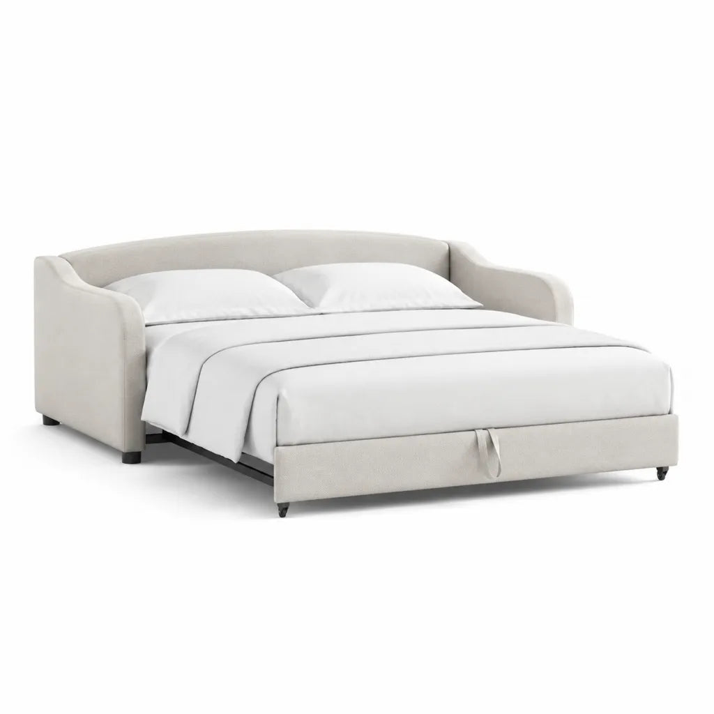 Schlafsofa mit Ausziehbett 140 x 200 cm Polyester Creme
