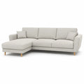 Ecksofa mit Recamiere 260 x 160 cm Polyesterbezug Schaumstoffpolsterung Cremefarben