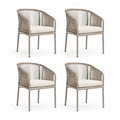 4er Set Gartenstühle mit Armlehnen 57 x 60 x 78 cm Aluminium und PE-Geflecht Taupe Creme
