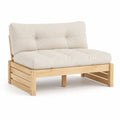 Gartensofa 2-Sitzer aus massivem Kiefernholz mit Polyesterkissen in Natur Creme 120 x 75 x 70 cm