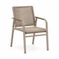 Gartenstuhl mit Armlehnen Aluminium und Polyethylen-Seilgeflecht Taupe 57 x 61 x 88 cm