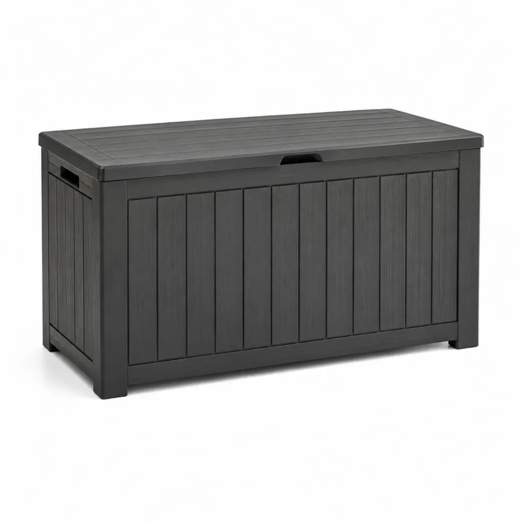 Garten-Aufbewahrungsbox 270 L aus Polypropylen rechteckig Anthrazit 117 x 45 x 57 cm