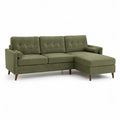 Ecksofa mit Recamiere 230 x 150 cm Polyester-Samt L-Form Olivgrün