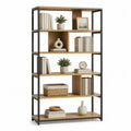 Bücherregal Standregal 80 x 30 x 180 cm Spanplatte Stahl rechteckig Eiche Natur Schwarz