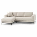 Ecksofa mit Recamiere links 250 x 160 x 85 cm Polyester Creme